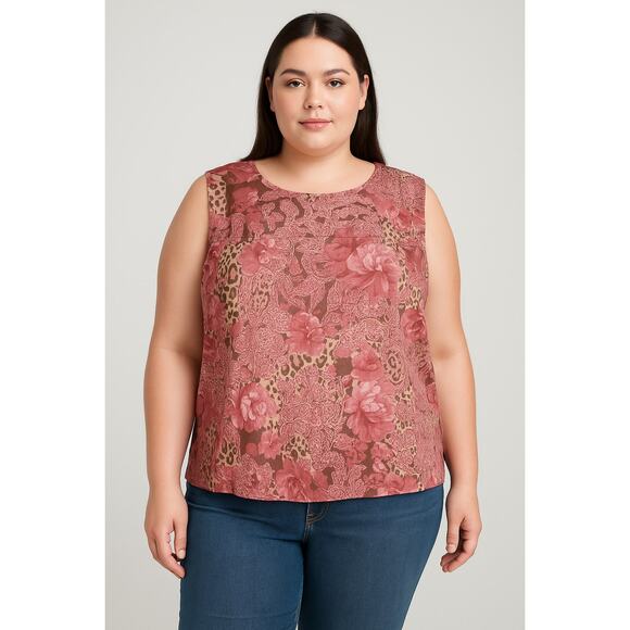BFA Classics Vintage Pink Floral Tank Top Women's Size 18P - Picture 1 of 5